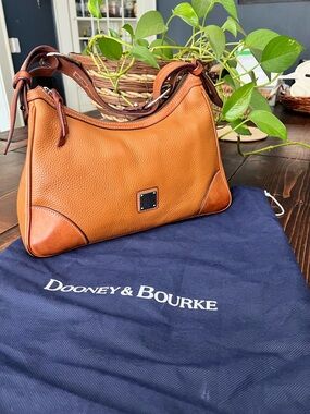 Dooney & Bourke Brown Leather Shoulder Bag with Red Lining